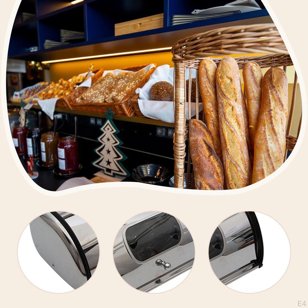 Bread Bin with Roll Lid Box Kitchen Counter Breads Storage for Farmhouse