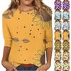 Женская модная повседневная свободная футболка с круглым вырезом и рукавами 3/4 с принтом, женский топ
