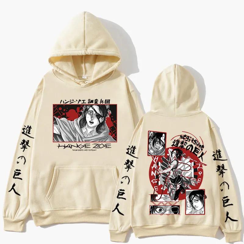 Yapon Anime Attack on Titan Xudi Hange Zoe Ikki tomonlama grafikli kapyushonli svitshot Shingeki No Kyojin Katta o'lchamdagi xudilar