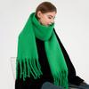 Luxury Cashmere Bright Green Women Solid Scarf Winter Shawl and Wrap Bandana Pashmina Tassel Female Thick Blanket