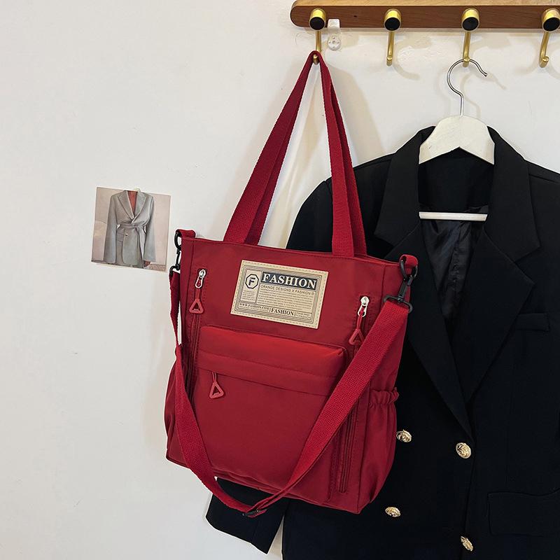 Newest Female Teens Students' Shoulder Bag Simple Style Contrast Color Handbag Stylish Nylon Crossbody Shopping Bags