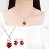 1 Set Necklace Geometric Twisting Elegant Red Square Rhinestone Inlaid Stud