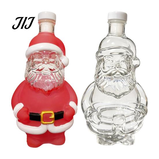 Holiday Home Bar Decor Santa Claus Whiskey Decanter for Liquor Storage, 320ml Christmas Glass Wine Collectible Bottle, Decorative Container And Party