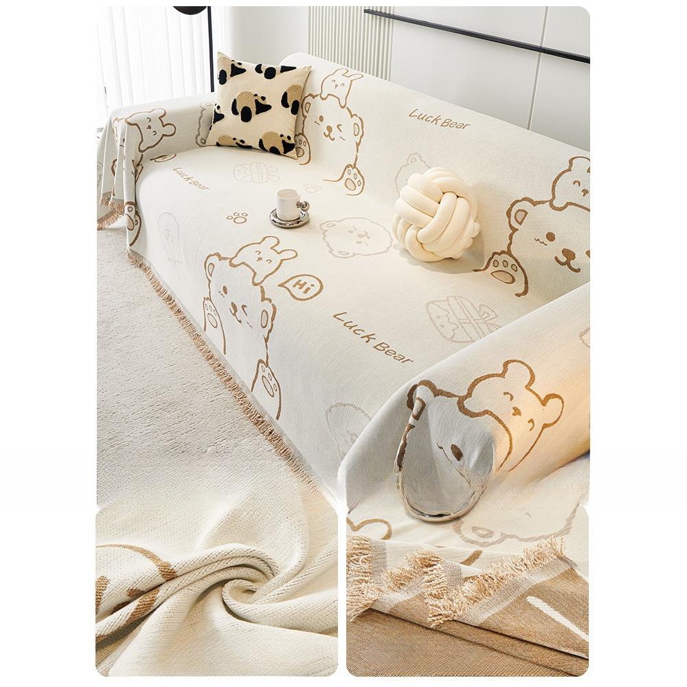 Nordic Style Cartoon Simple Chenille Sofa Cover Cloth Anti-Scratching Four Seasons Universal Sofa Towel Sofa Cover