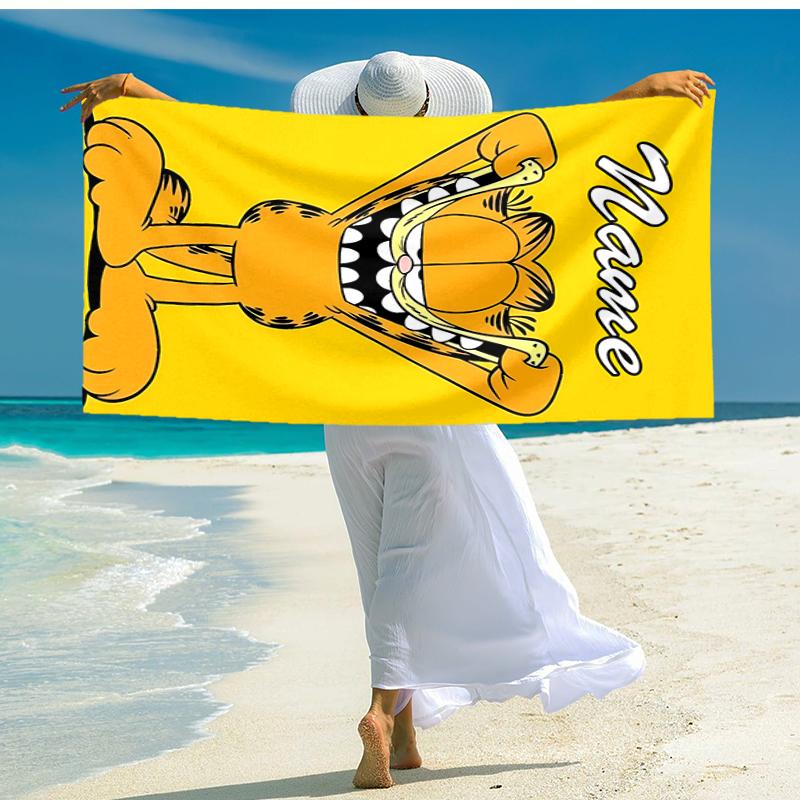 Personalized customized proof beach towel with Garfield pattern - soft, absorbent,quick-drying,perfect swimming,camping&bathing