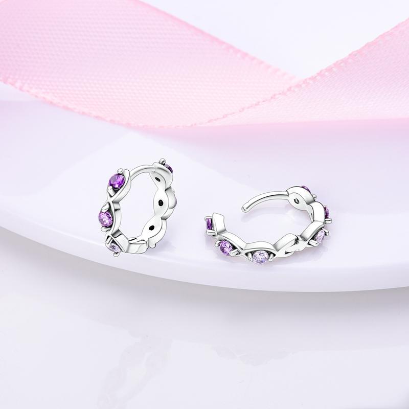 New 925 Sterling Silver Earrings Crystal Me Pave Circular U-shape Stars Hoop Earring for Women Making Jewelry Gift Dropshipping