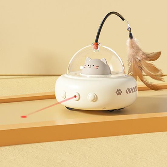 Электрическая палочка-дразнилка для кошек, перезаряжаемая через USB, автоматическая движущаяся игрушка для кошек, интерактивная, активируемая движением, перьевая палочка со светом для скучающей взрослой кошки