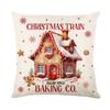 Christmas Pillow Cover Cartoon Gingerbread Doll Printed Linen Sofa Cushion Cover Living Room Bedroom Pillow Cover