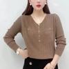 Women's Autumn Sweater Long Sleeve Knit V-Neck Pullover Loose Thin Sweater  Top