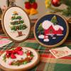 Light-up Christmas Embroidery Kit Snowman Christmas Tree Hand Embroidery Starter Kit with String Lights Hoop Threads Needles Fabric DIY Embroidery
