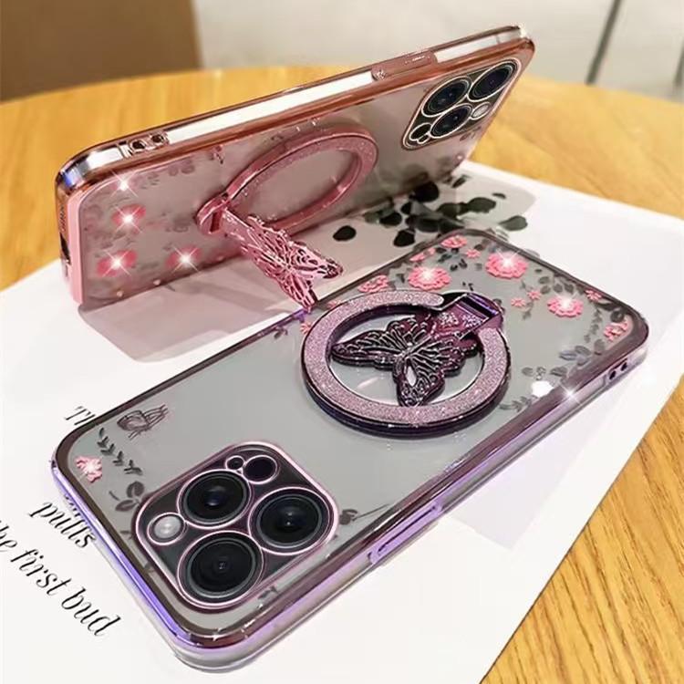 Подходит для Apple 16pro Чехол для мобильного телефона Secret Garden Блестящая подставка-бабочка IPHONE15 Прозрачный защитный чехол I14