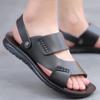 Модные мужские сандалии из мягкой кожи 2024 года, летние мужские кожаные сандалии, дышащие, нескользящие, повседневные кожаные туфли с вырезами, пляжная обувь для отдыха на открытом воздухе