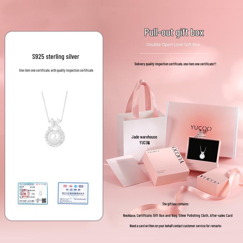 Халцедоновый бантик, ожерелье из стерлингового серебра 925 пробы, подарок на день рождения в стиле легкой роскоши для женщин и девушек