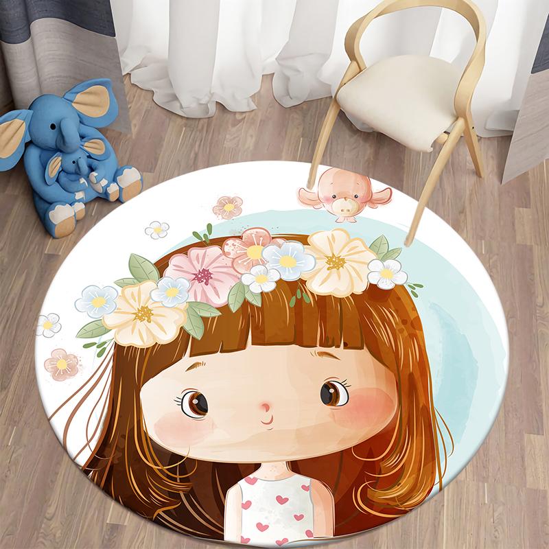 Декоративный круглый ковер с героями мультфильмов, балетки для девочек, коврики с принтом, ковер для спальни, напольный коврик, противоскользящие детские коврики, коврик для детей