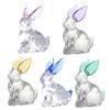 Crystal Glass Rabbit Statue Animal Figurine Ornaments for Garden Yard Home Office Table Bedroom Decoration Easter Gift