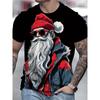 Santa Claus 3D Printed Men's T-shirt Fashionable Christmas Holiday Gift Men Round Neck Short Sleeved Oversized Hip Hop Clothing