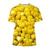 Corn Pattern T-shirt for Men, Fun Coarse Grain 3D Printed Short Sleeved Clothing, Creative Hip-hop Cool Round Neck Tops