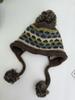 Cute wool mixed-color knitted hat women's autumn and winter twist straps, ear protectors, small face, thickened warm pullover hat, hairball