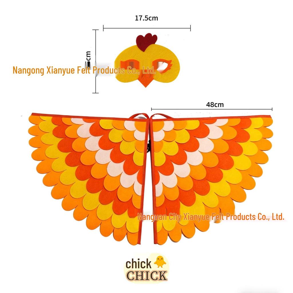 Children's Phoenix & Peacock Feather Wings and Mask Set for Halloween Performance