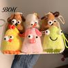 Fluffy Cartoon Hanging Ornament Cute Big-Eye Animal Plush Keychain, Triangle Monster Pendant for Keychain Backpack, Soft Stuffed Bag Charm,