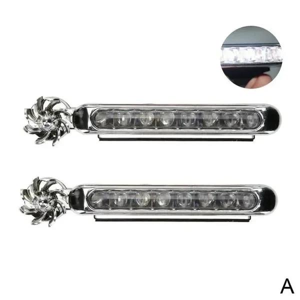 1/2 шт. светодиодные дневные ходовые огни для автомобиля с ветряным двигателем, вспомогательное освещение, вращающийся вентилятор, автомобильные дневные фары, светодиодные фонари