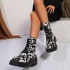 Модные женские ботинки на толстой подошве, теплые ботинки с леопардовым принтом на шнуровке, 2024, новые зимние износостойкие женские ботинки для снегоходов