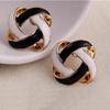 Women Black and White Color Simple Hollow Earrings Ear Jewelry