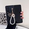 Luxury Korean Bow Tag Pearl Bracelet Chain 3d Love Heart Case For Samsung Galaxy Z Fold 3 4 5g Z Fold3 Zfold3 Zfold4 Fold4 Cover