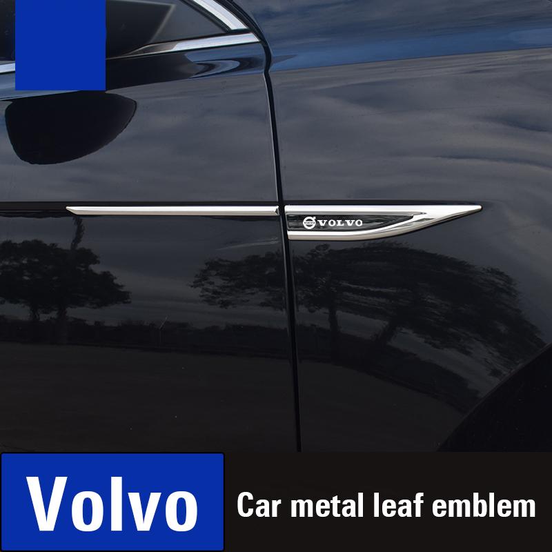 Volvo Металлические наклейки 2 шт. Декоративные наклейки на кузов и крыло для Volvo Xc60 Xc90 V40 V60 S60 V50 V90 S80 C40 XC40 V70 XC70 C30 Rdes