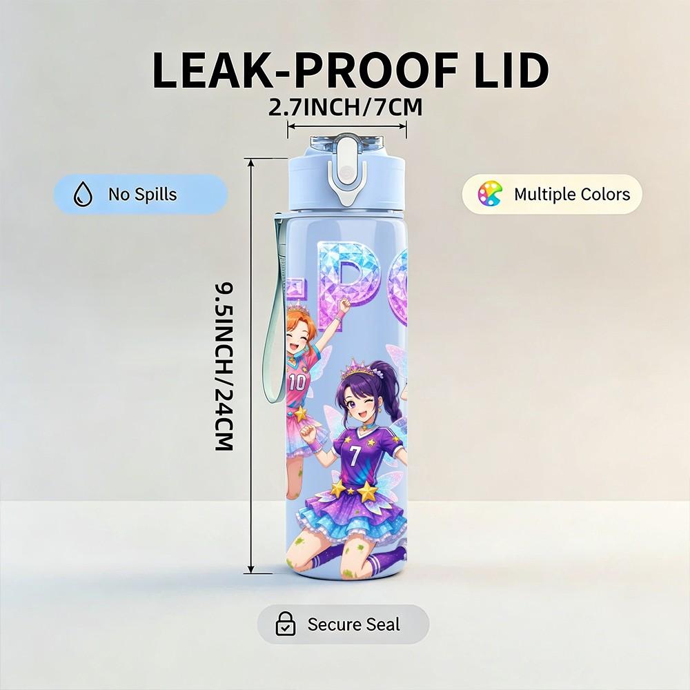 1PC Kpop Dancing Girl Group 750ml Color Plastic Sports Water Bottle Leakproof Flip Straw Lid Suitable for Sports Office Home Use