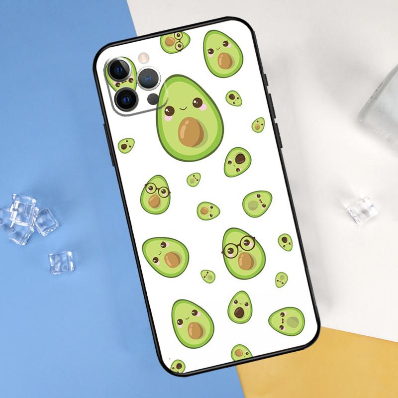 Мультяшный чехол-авокадо для iPhone 16 Pro Max 13 12 Mini 11 14 15 Pro Max XR 16 15 Plus 16e Защитный корпус