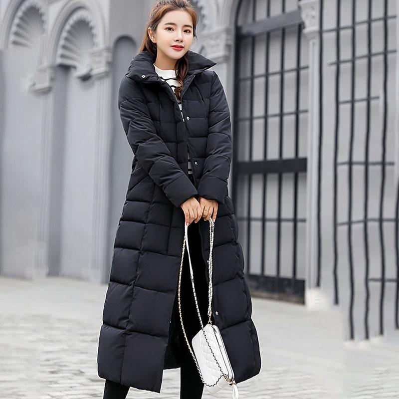 Down Padded Jacket Women's Long Parkas Winter Clothing Korean Slim Over-the-knee Thickened Down Jacket Cotton Jacket