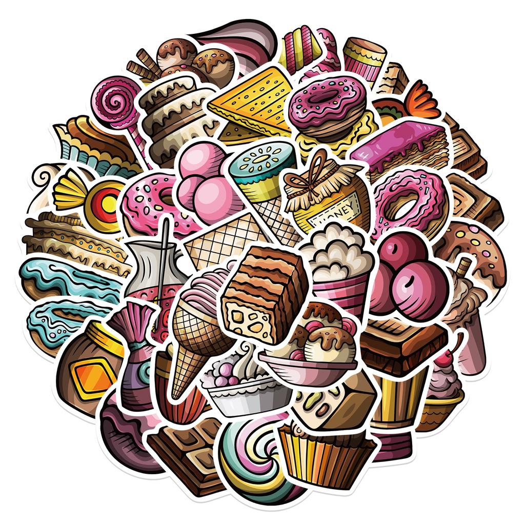 67 Cartoon Candy Dessert Stickers for Decorating Suitcase Pen Guitar Notebook Waterproof Hot Stickers