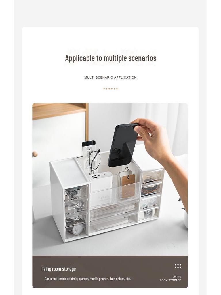 Японский мини-шкаф для хранения KM.6051: Настольный органайзер для мелочей и канцелярских товаров.