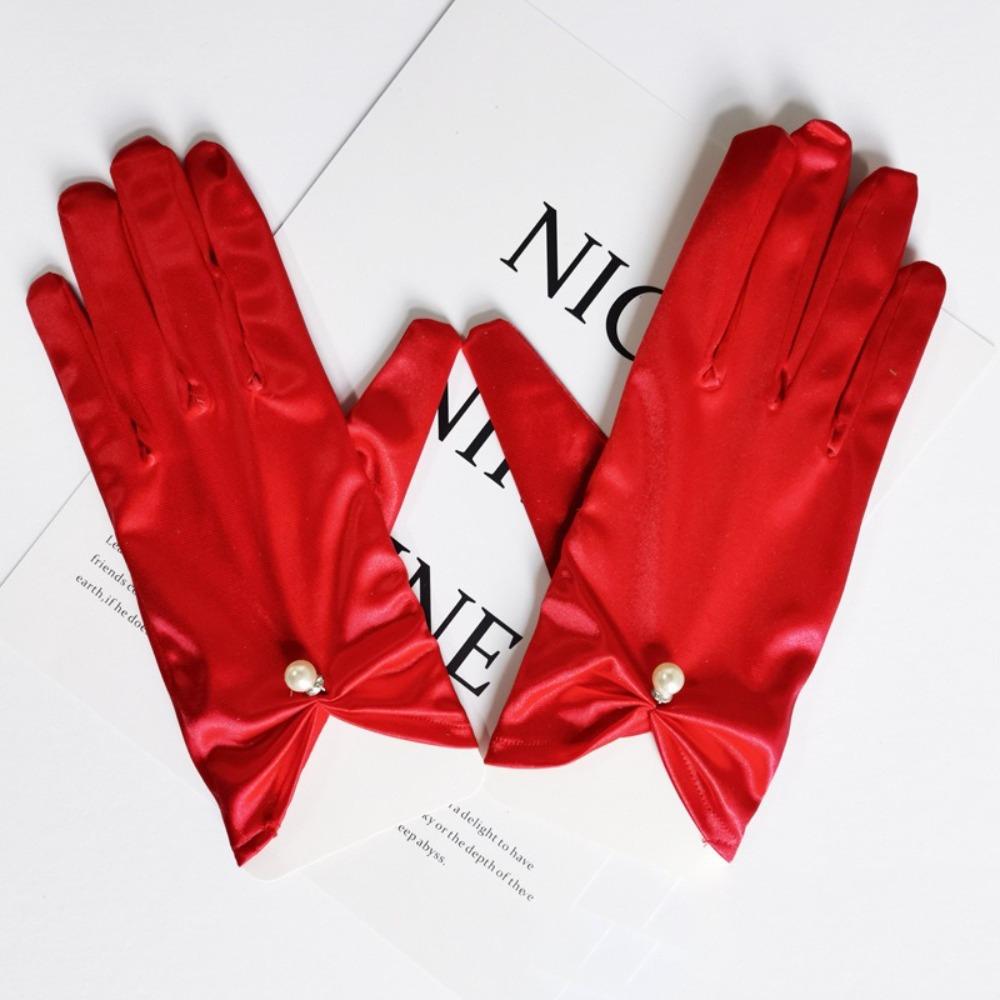 Solid Color Bridal Gloves Satin Dance Mittens Events Activities Dress Stage Gloves Wedding