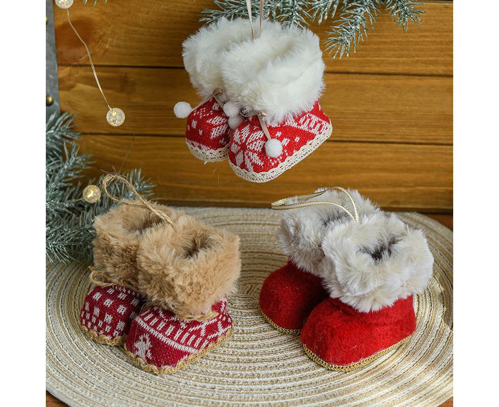 Red Fabric Christmas Boots Ornament Type A