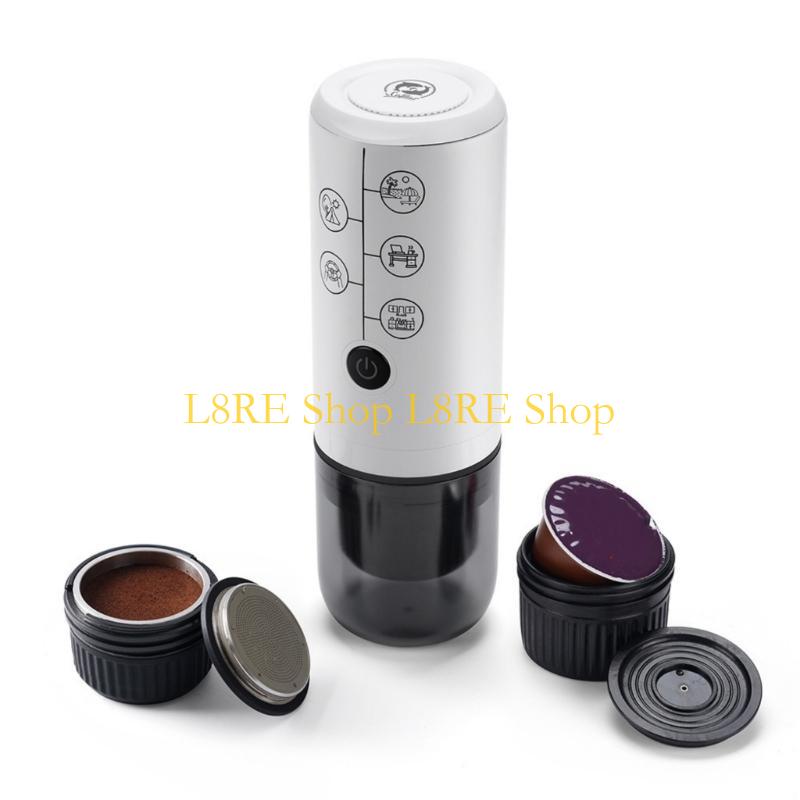 L8RE Travel Friendly Espresso Machine Wireless and Rechargeable Coffee Pods Machine Plastic Texture Perfect for Quick Brewing