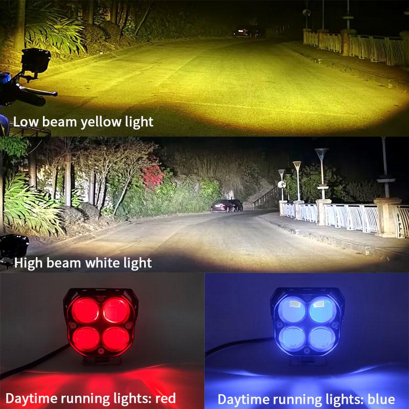 3-дюймовый автомобильный светодиодный прожектор с высокой/низкой линзой, три цвета, сильный свет, водонепроницаемый, супер яркий спортивный свет, внешняя модифицированная фара