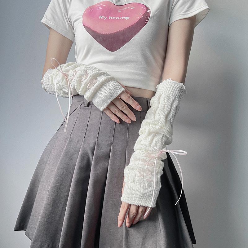 1 пара милых повседневных однотонных перчаток со звездами в стиле панк, длинные перчатки без пальцев для женщин и девочек, нарукавники в стиле Лолиты, подарки