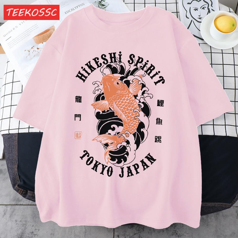 Футболки с принтом Hikeshi Spirit Токио Япония Для Мужчин Хлопок Круглый Вырез Футболка Спортивная Универсальная Верх Летний Мужской Новый Свободный Короткий Рукав