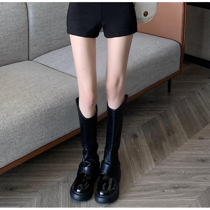 Шорты с высокой талией, женские, весенние и осенние, базовый черный костюм, американские девушки Spice Girls выглядят стройнее в летних шортах