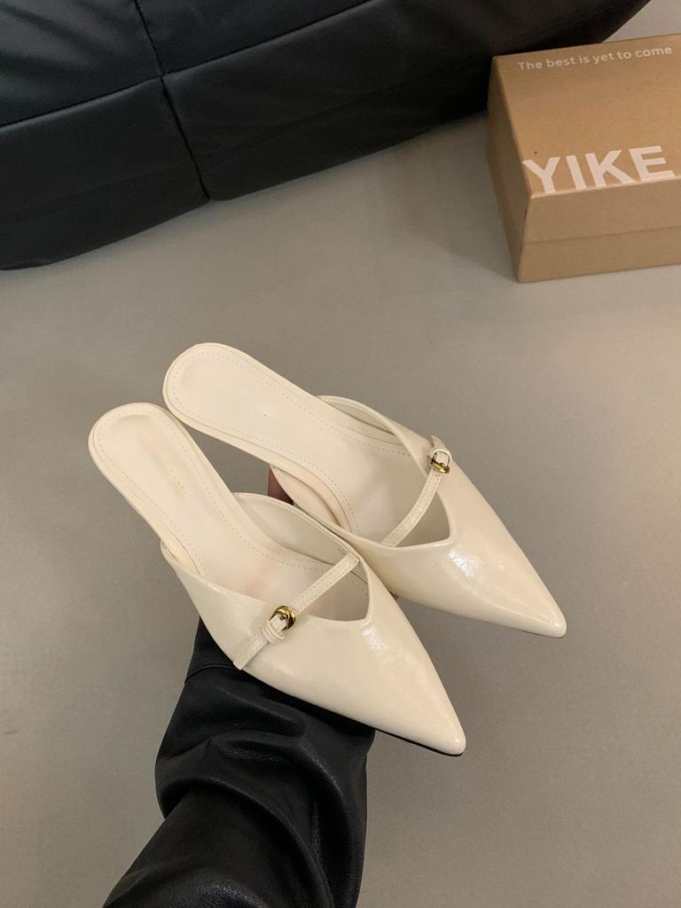 Pointed Toe Slippers Women's Summer Wear a Pedal Muller Cool Slippers Lazy Cat and Sandals Stiletto Toe Slippers