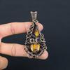 Tiger Eye Pendant, Handmade Gemstone 999 Copper Wire Wrapped Pendant Antique Jewelry, For Gift Silver Jewelry