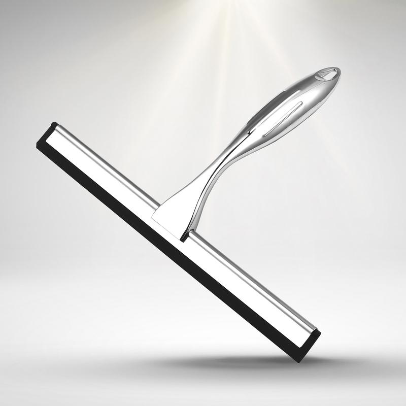 Shower Squeegee 10'' 12'' 14'' INCH Stainless Steel Silicone Rubber Scraper With Hook Door Class Window Windshield Silver Color