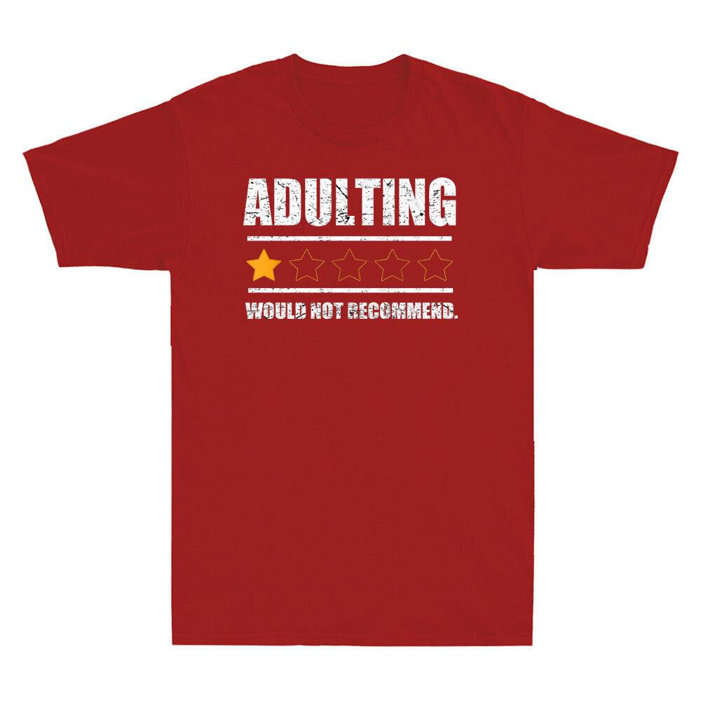 Adulting Sucks Would Not Recomunisexd Funny Rating Stars Vintage Unisexs TShirt Tee