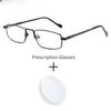 Stylish Men Prescription Eyeglasses Metal Rectangle Progressive Lenses with Anti-Blue Light Protection for Myopia