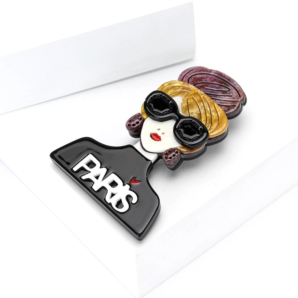 Модная акриловая брошь «Парижская девушка», индивидуальная креативная женская брошь для рубашки и корсажа