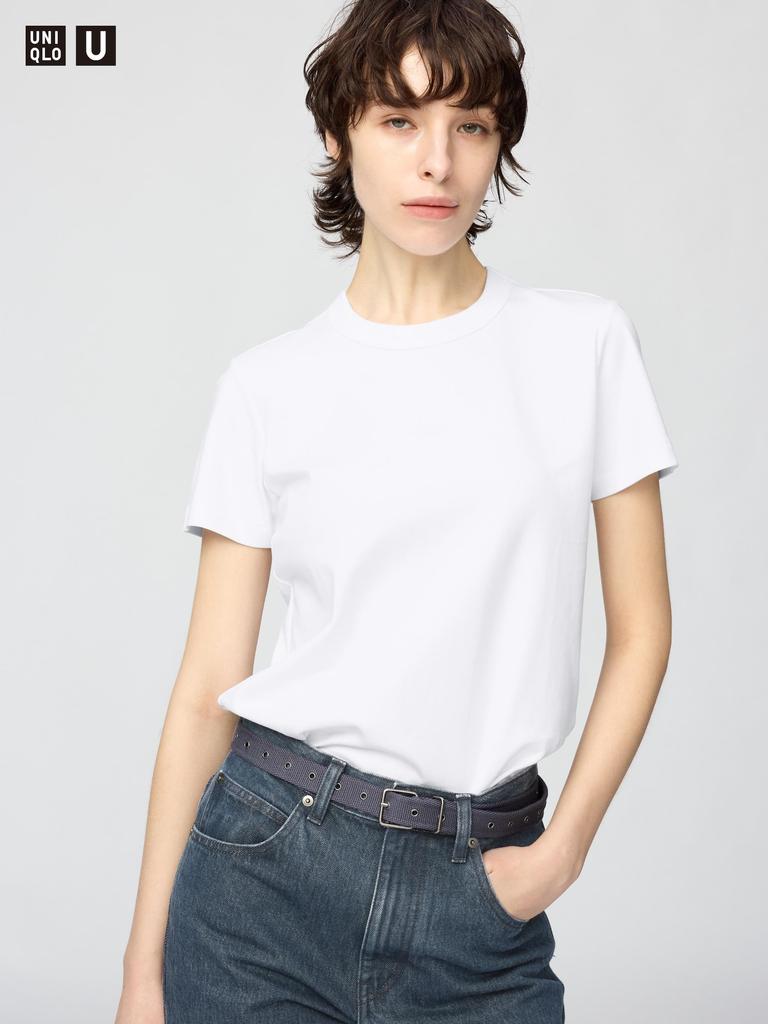 Uniqlo 483456 Женская футболка с круглым вырезом с коротким рукавом Базовый повседневный топ Япония