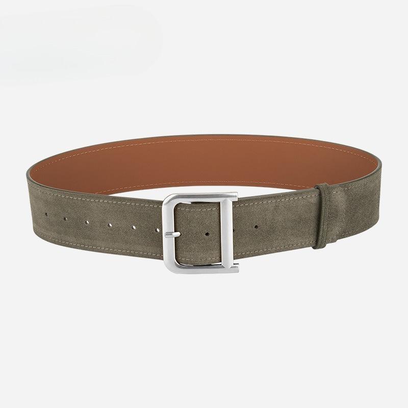 Frosted Reverse Velvet Women's Belt Alloy D-buckle Versatile Jeans Skirt High-end Genuine Leather Belt for Women