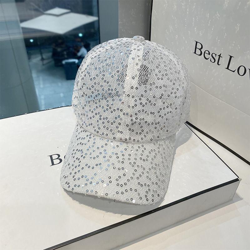 Женская бейсболка, блестящая сетчатая кепка с пайетками в стиле хип-хоп, летняя кепка-тени для отдыха на открытом воздухе, кепка-утконос для водителя грузовика, регулируемая